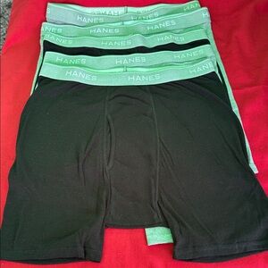 Hanes Men's Black and Green Boxer Briefs gray and black 5 pieces